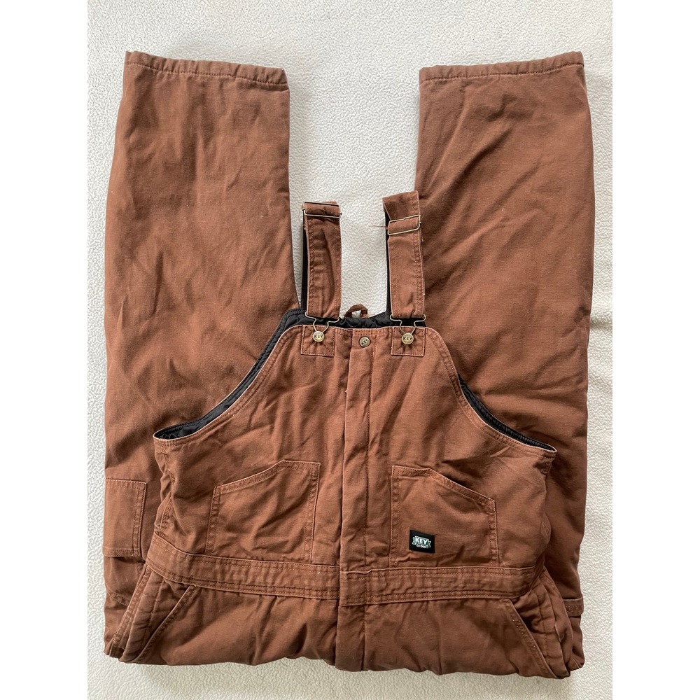 Key Mens X-Large Tall Bib Overalls Brown Insulated Duck Canvas 44x30 245.29